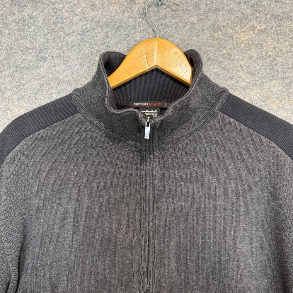 Tiger Woods Collection Quarter Zip Sweater Mens XL Gray Knit Mock Golf - Picture 6 of 13